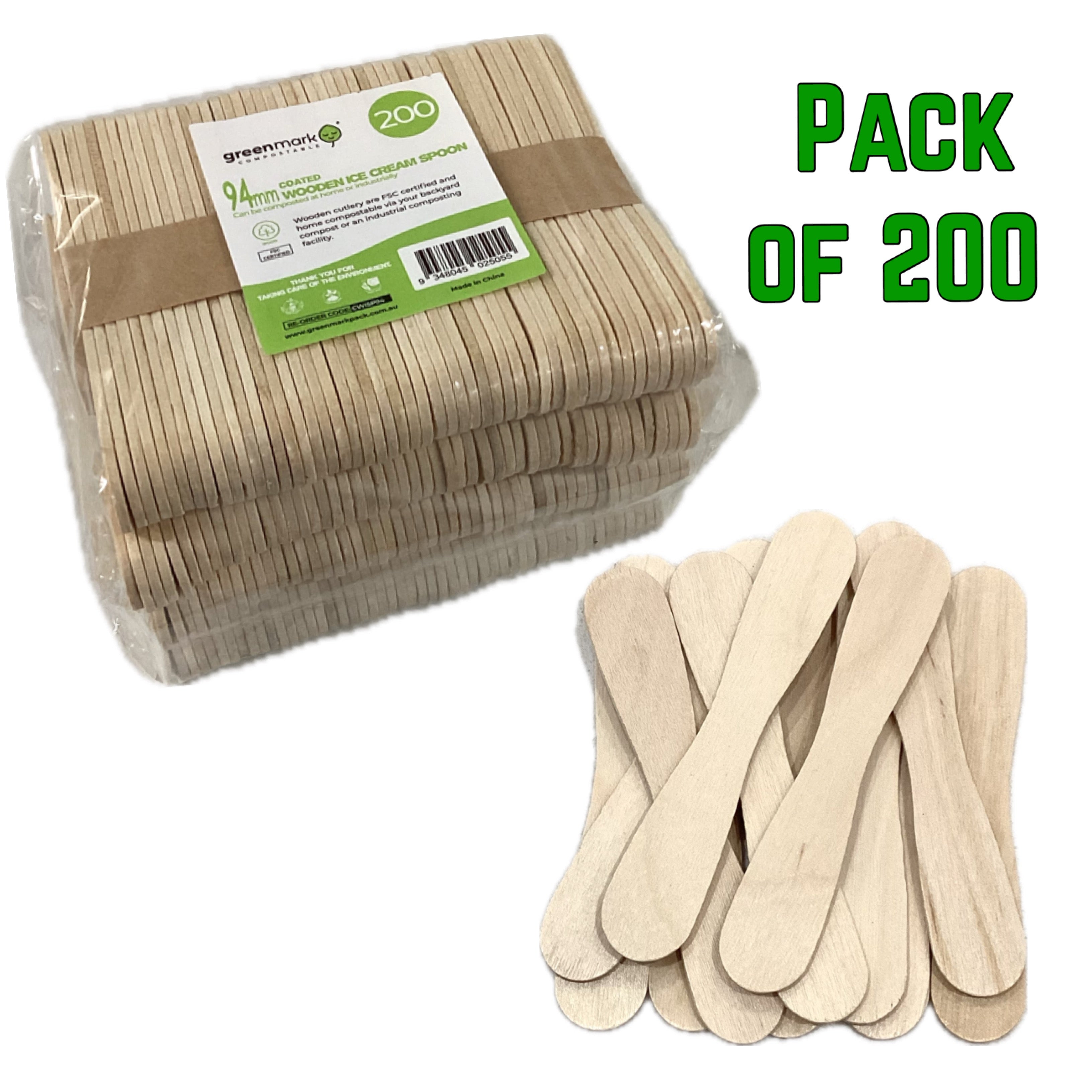 Premium coated wooden ice cream spoons - 200 pcs